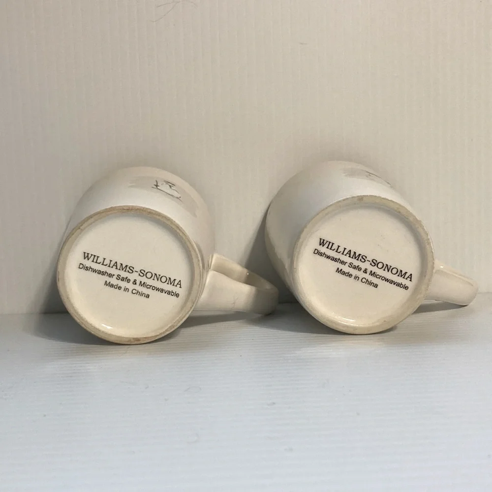 Williams Sonoma Snowmen Holiday Coffee Mug Cups 8 oz SET of 2
